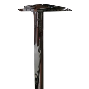 A polished, tall metallic sculpture with a sleek, abstract design, featuring a narrow base and wide, curved top. The surface is highly reflective, reminiscent of the aerodynamic elegance of a Sky Ski RS Aero 41 Sit-Down Hydrofoil.